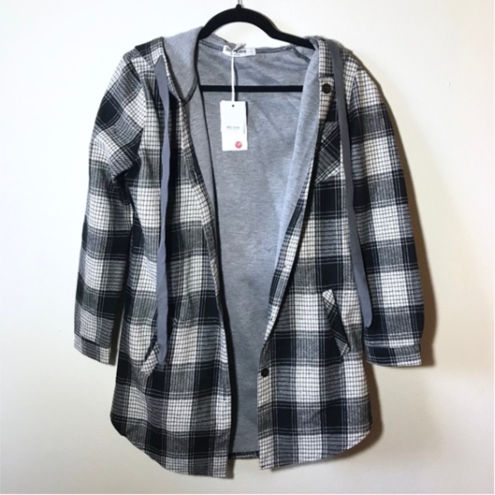 Flannel Button Down oversized Lined Shacket- NWT
